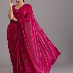 Rani Pink Sequins Georgette Designer Saree