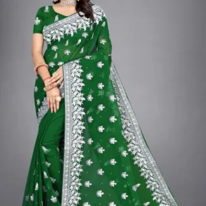 Heavy Silver Embroidery Work With Full Silver Stone Work Beautifull Saree
