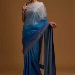 Peacock Blue Tissue Designer Saree