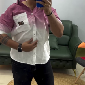 Spread-Collar Shirt with Patch Pocket